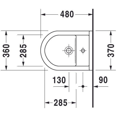 Duravit Starck 3 wandbidet Compact 36x475cm met verdekte bevestiging wit