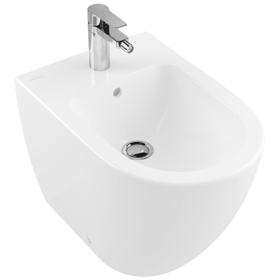 Villeroy en Boch Subway 2.0 staand bidet met kraangat met overloop ceramic+ wit