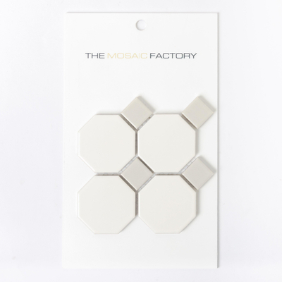 SAMPLE The Mosaic Factory Paris mozaïektegel 5,6x5,6x0,6cm en 2.3x2.3x0.6cm wandtegel voor binnen en buiten Keramiek wit met grijs