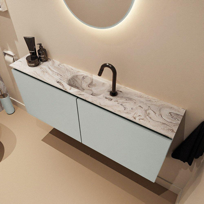 MONDIAZ TURE-DLUX 120cm toiletmeubel Greey. EDEN wastafel Glace positie midden. Met 1 kraangat.