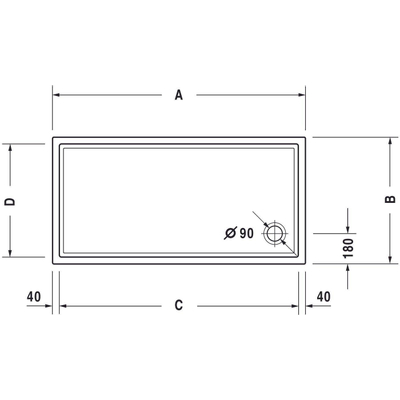 Duravit Starck Slimline douchebak acryl rechthoekig 140x75x5.5cm wit