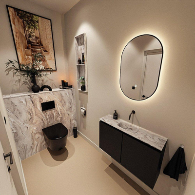 MONDIAZ TURE-DLUX 80cm toiletmeubel Urban. EDEN wastafel Glace positie midden. Zonder kraangat.