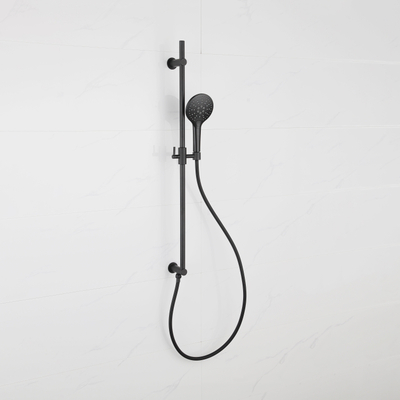 Fortifura Calvi Glijstangset - geïntegreerde wandaansluitbocht - doucheslang glad- handdouche rond - mat zwart