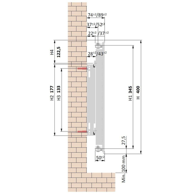 Plieger Compact flat paneelradiator compact vlakke plaat type 11 40x40cm 233watt wit OUTLETSTORE