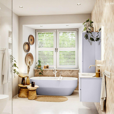 Mondiaz VICA Badkamermeubelset - 80cm - cale - 2 lades - Wastafel MOON - midden - zonder kraangat - kleur talc - XL versie 60cm hoog