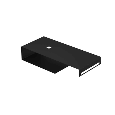 INK Smart XL Fonteinplateau - 100x45x20cm - tbv enkele waskom - zonder kraangat - handdoekhouder links - staal zwart mat