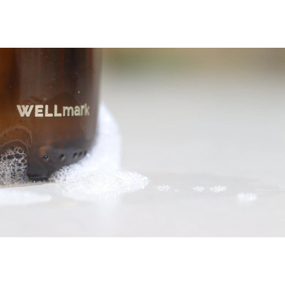 Wellmark Badzeep bruin glas messing dop fles 500ml tekst EMBRACE THE BUBBLES