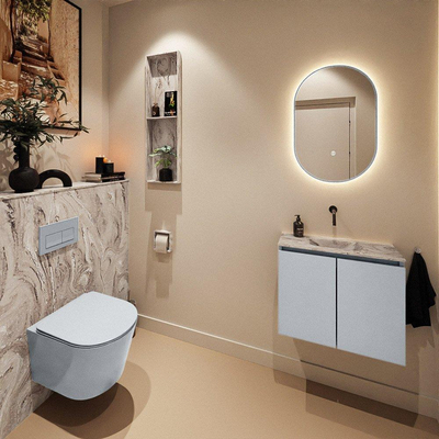 MONDIAZ TURE-DLUX 60cm toiletmeubel Clay. EDEN wastafel Glace positie midden. Zonder kraangat.