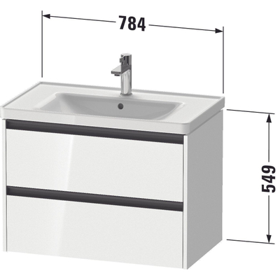 Duravit Ketho 2 wastafelonderbouwkast met 2 laden 78.4x45.5x54.9cm met grepen antraciet basalt mat