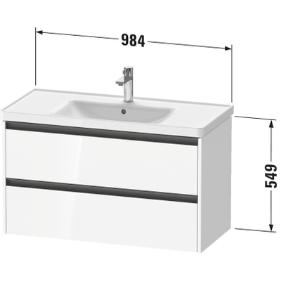 Duravit Ketho 2 wastafelonderbouwkast met 2 laden 98.4x45.5x54.9cm met grepen antraciet basalt mat