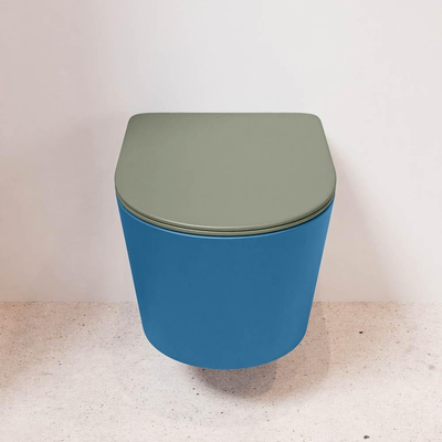 MONDIAZ LAVIE wandclosetpack - 36x53cm - diepspoel - rimless - Jeans (blauw) - softclose - quick-release - toiletzitting - Army (groen)