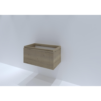 HR badmeubelen Matrix Wastafelonderkast - 80x44.8x40cm - 3D-front - 1 lade - greeploos met greeplijst - french oak