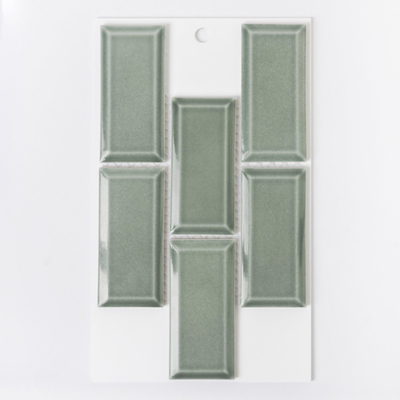 SAMPLE The Mosaic Factory Paris mozaiëktegel 4,5x9,5x0,65cm rechthoek geglazuurd porselein wand bekleding voor binnen en buiten vorstbestendig glanzend groen grijs