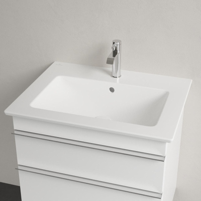 Villeroy & Boch Venticello wastafel 1 kraangat 65x50cm (geschikt voor 3 kr.gaten) met overloop Ceramic+ stone white