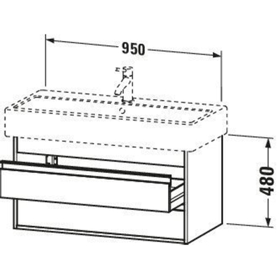 Duravit Ketho Wastafelonderkast 95x44x48cm Standaard greep met softclose spaanplaat Grafiet Mat