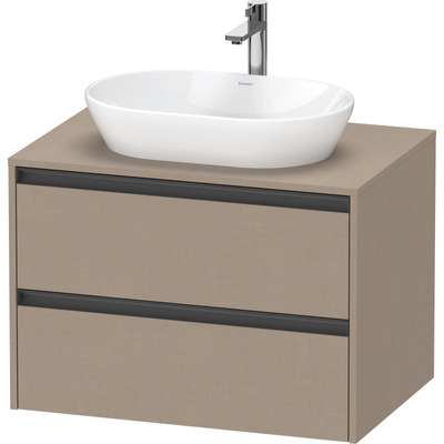 Duravit Ketho 2 wastafelonderbouwkast incl. consoleplaat met 1 lade 80x55x56.8cm met handgreep antraciet Linnen mat