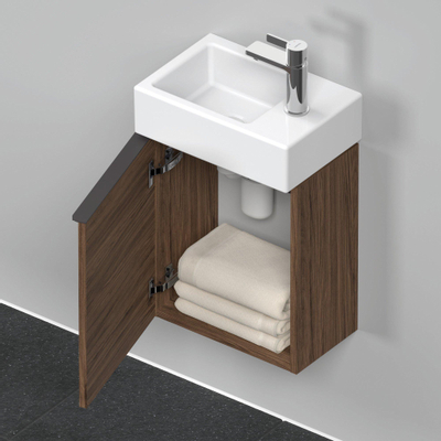 Duravit D-Neo wastafelonderkast 36.4x44x22.2cm Linksdraaiend 1 deur Noten (donker) Mat