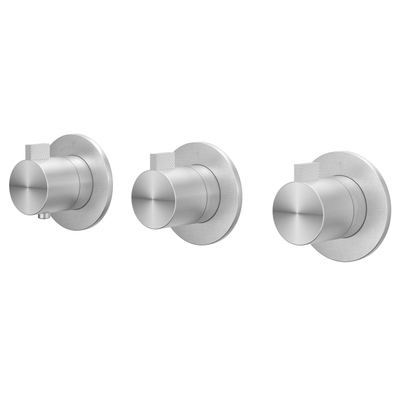 IVY Tribe Afbouwdeel - voor Inbouwthermostaat - 3 stopkranen - symmetry - ronde rozetten - RVS316 - geborsteld