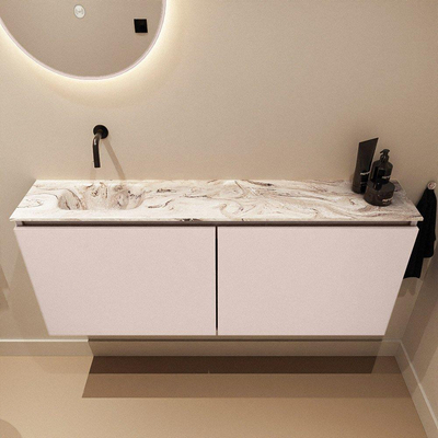 MONDIAZ TURE-DLUX 120cm toiletmeubel Rosee. EDEN wastafel Glace positie links. Zonder kraangat.