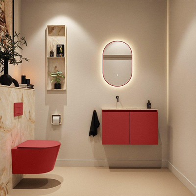 MONDIAZ TURE-DLUX 80cm toiletmeubel Fire. EDEN wastafel Frappe positie links. Zonder kraangat.