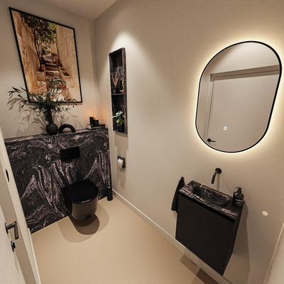 MONDIAZ TURE-DLUX 40cm toiletmeubel Urban. EDEN wastafel Lava positie midden. Zonder kraangat.