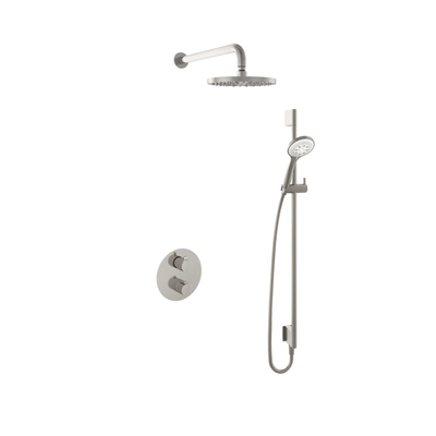 Hotbath Buddy IBS Regendoucheset - 35cm wandarm - 20cm ronde hoofddouche - 3 standen handdouche - glijstang - geborsteld nikkel