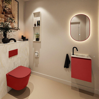 MONDIAZ TURE-DLUX 40cm toiletmeubel Fire. EDEN wastafel Ostra positie rechts. Met 1 kraangat.