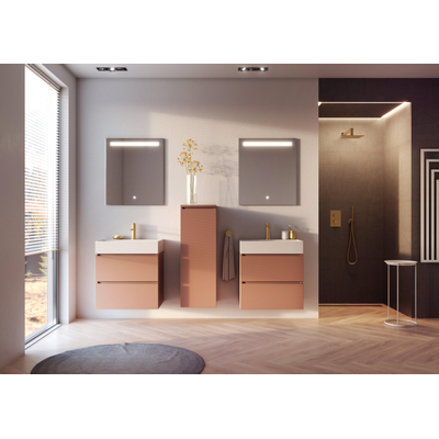 HR badmeubelen Infinity XXL Wastafelonderkast - 80x44.8x65cm - 2 lades - greeploos met aluminium greeplijst - petrol mat