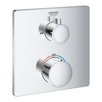 GROHE Grohtherm afbouwdeel voor inbouw badkraan thermostatisch met omstel douche en baduitloop rechthoekig chroom