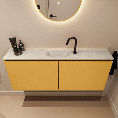 MONDIAZ TURE-DLUX 120cm toiletmeubel Ocher. EDEN wastafel Opalo positie midden. Met 1 kraangat.