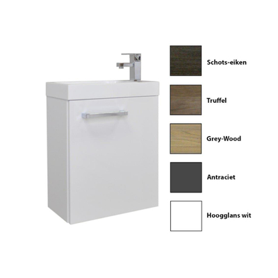 Sanicare Q40 toiletmeubelset 40x22x50.5cm 1 kraangat 1 wasbak 1 deur standaard greep met spiegel MDF wit hoogglans