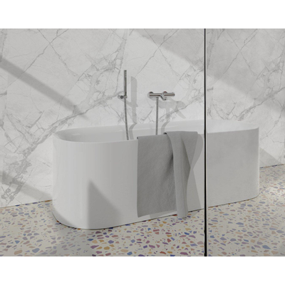 Fortifura Calvi Thermostatische badkraan met staafhanddouche, handdouchehouder en metalen doucheslang chroom