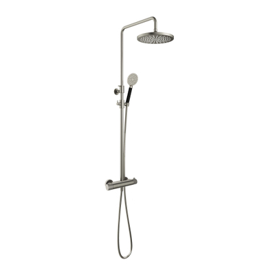 Hotbath Cobber X SDS9 thermostatische regendoucheset met 30cm ronde hoofddouche ronde handdouche nikkel geborsteld