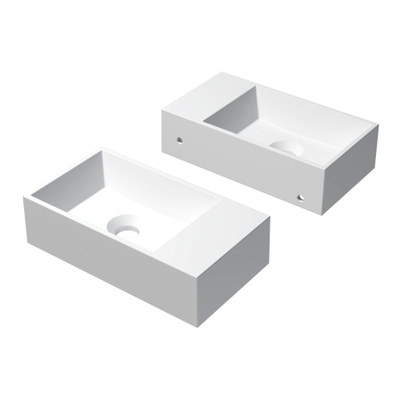 INK Contra Fontein - 40x22x10cm - wasbak links - 0 kraangaten - polystone wit mat