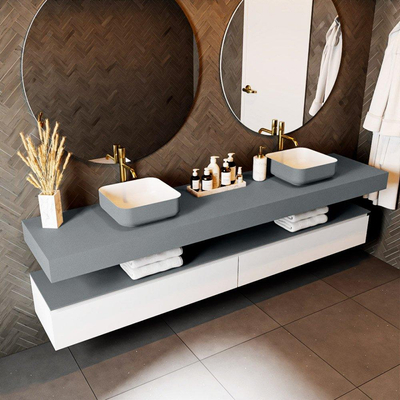 Mondiaz TOP 51 Vrijhangend Topblad - 230x51x12cm - geschikt voor waskom - Solid surface - Plata