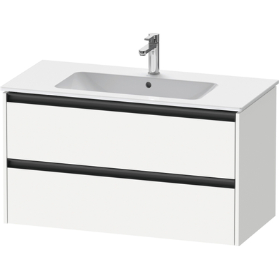 Duravit Ketho 2 wastafelonderbouwkast met 2 laden 101x48x55cm met grepen antraciet wit mat