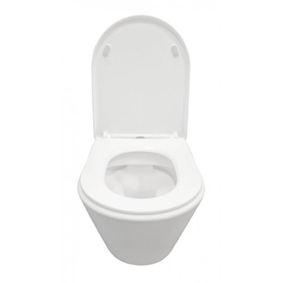 Wiesbaden Vesta wandcloset rimless met Shade slim toiletzitting softclose en quick release mat wit