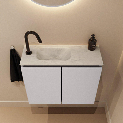 MONDIAZ TURE-DLUX 60cm toiletmeubel Cale. EDEN wastafel Opalo positie links. Met 1 kraangat.