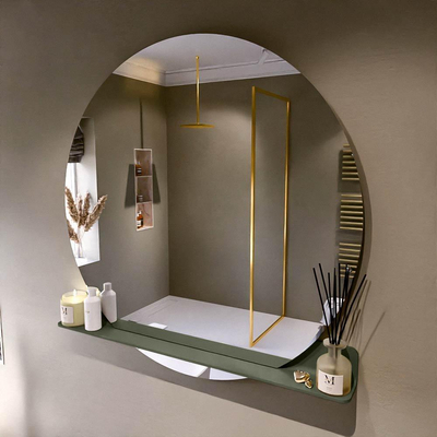 Mondiaz SPOT Badkamerspiegel - rond 120cm - spiegelplanchet - kleur Army