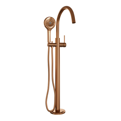 Brauer Copper Edition Staande Badkraan - handdouche rond 3 standen - 2 gladde knoppen - PVD - geborsteld koper