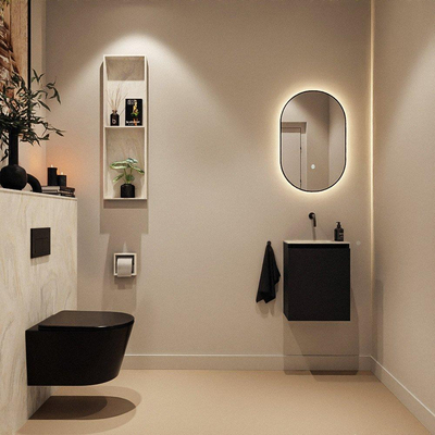 MONDIAZ TURE-DLUX 40cm toiletmeubel Urban. EDEN wastafel Ostra positie midden. Zonder kraangat.