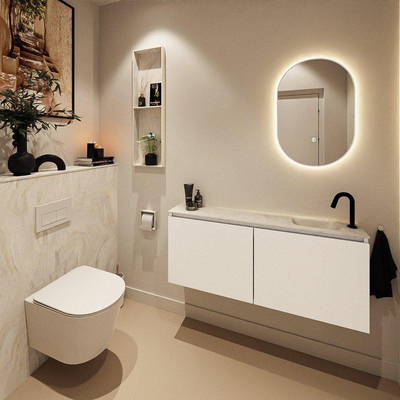 MONDIAZ TURE-DLUX 120cm toiletmeubel Talc. EDEN wastafel Ostra positie rechts. Met 1 kraangat.