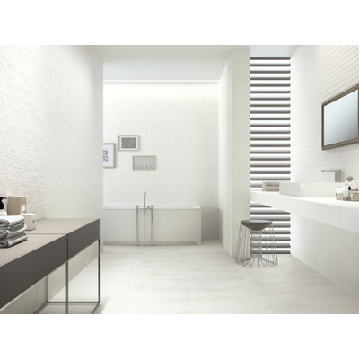 Baldocer Ceramica Code wandtegel - 40x120cm - Rechthoek - 11mm - gerectificeerd - Betonlook - White