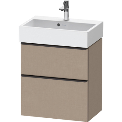 Duravit D-Neo wastafelonderkast 58.4x62.5x37.2cm 2 lades Linnen Mat