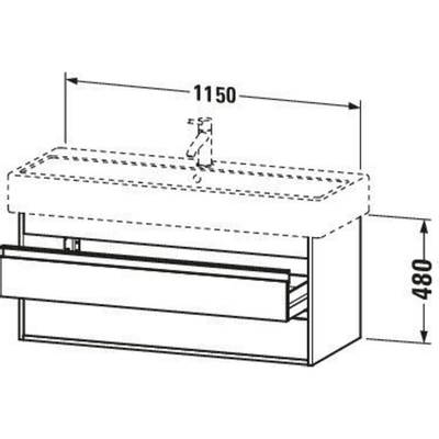 Duravit Ketho Wastafelonderkast 115x44x48cm Standaard greep met softclose spaanplaat Basalt Mat