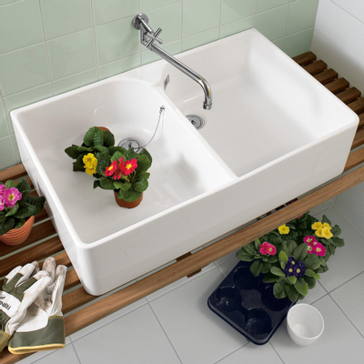 Villeroy & Boch O'novo gootsteen dubbel 80x50cm ceramic+ wit