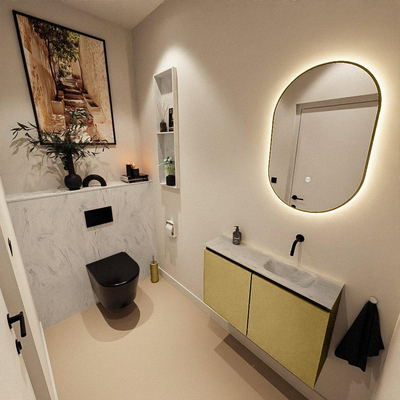 MONDIAZ TURE-DLUX 80cm toiletmeubel Oro. EDEN wastafel Opalo positie rechts. Zonder kraangat.