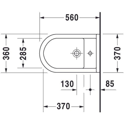 Duravit Starck 3 staand bidet met bevestiging 36x56cm met wondergliss wit