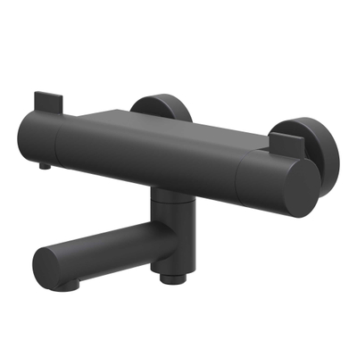IVY Pact Badthermostaatkraan opbouw - draaibare baduitloop - omstel - Cooltouch - Mat zwart PED