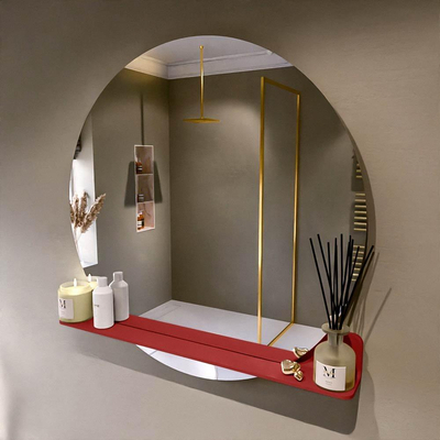 Mondiaz SPOT Badkamerspiegel - rond 100cm - spiegelplanchet - kleur Fire